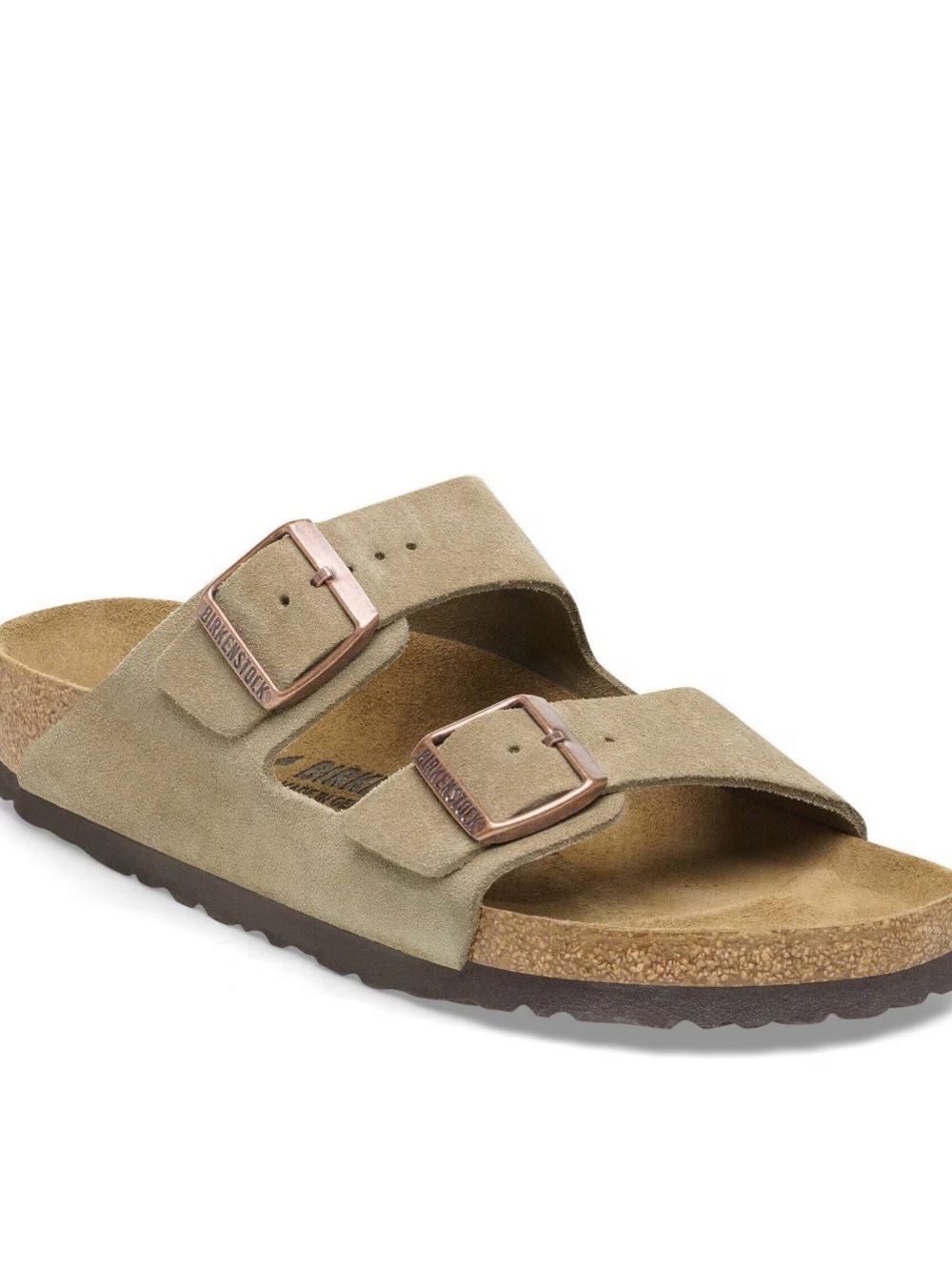 Birkenstock Arizona Suede Two-Strap Sandals in Taupe - Picture 2 of 6